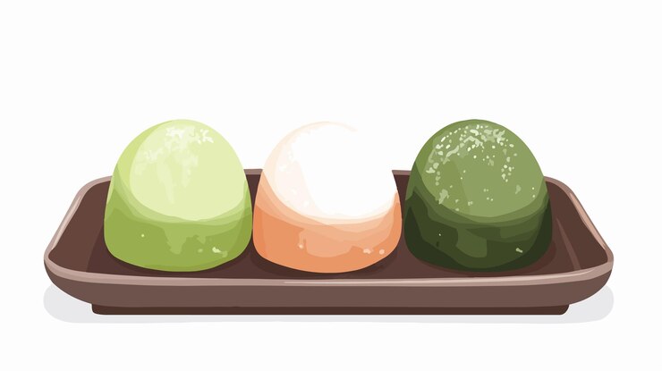 Vector japanese mochi vector isolated illustration traditional asian dessert image