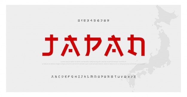 Vector japanese modern alphabet font. japan asian fonts