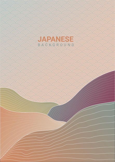 線波パターン ベクトルと日本の山の背景幾何学模様の抽象的なテンプレート