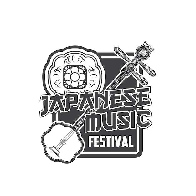 Japanese music festival icon with vector shamisen