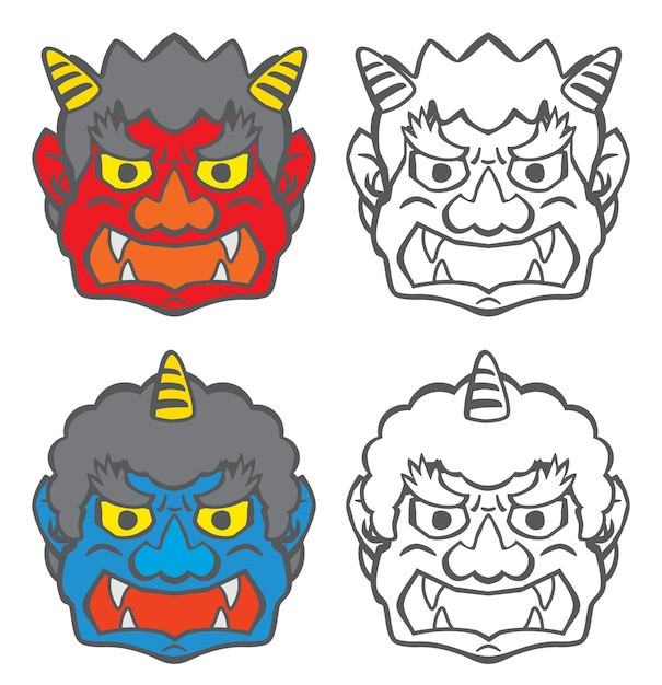 Japanese ogre mask. this is a line for coloring of setsubun.