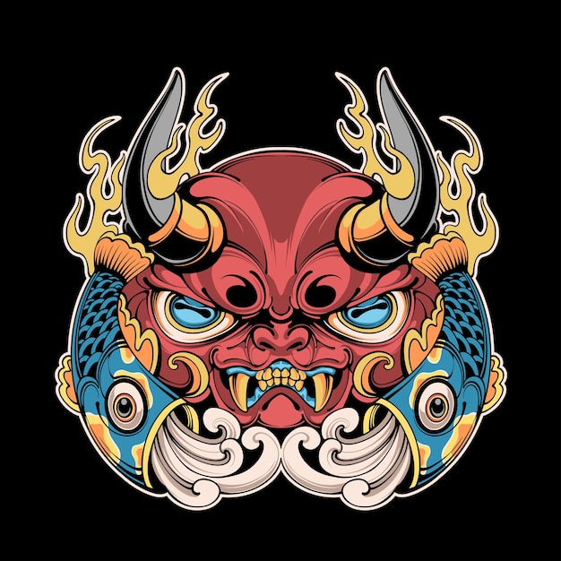 Japanese oni mask vector art