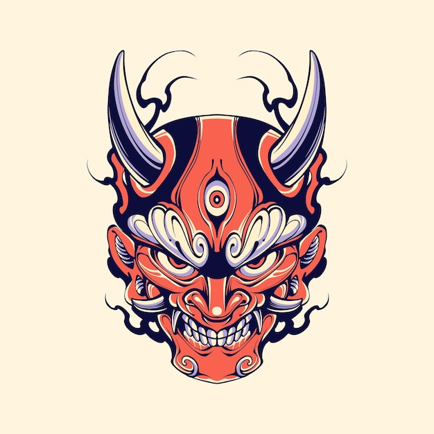 Japanese oni mask vector art