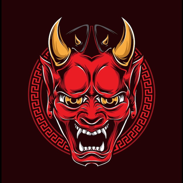 Japanese oni mask vector logo