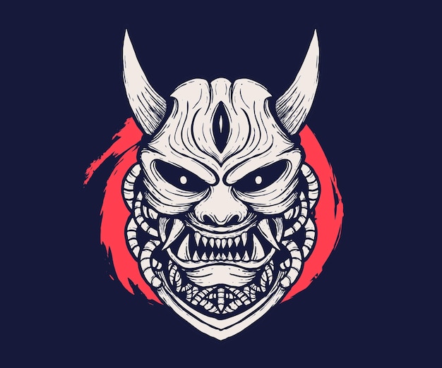 Vector japanese oni mask vintage illustration