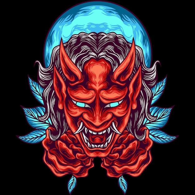 Vector the japanese oni mask