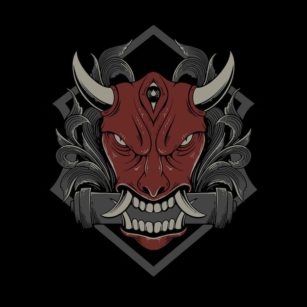 Vector japanese oni mask