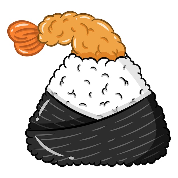 Японский рис Онигири с милым рисунком креветок