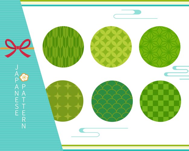 Japanese pattern background vector set for cover design posters cards templates