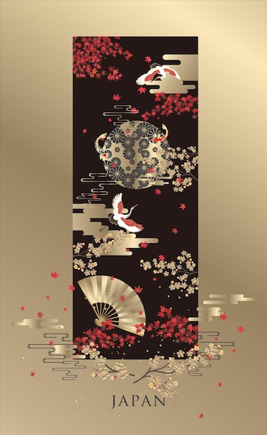 Vector japanese pattern style background design