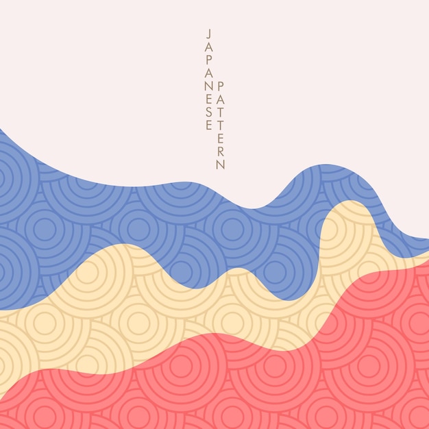 Vector japanese pattern vector illustration . color red yellow blue pastel