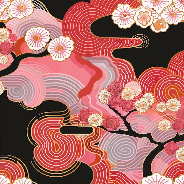 Vector japanese_pink_pattern_vector_ilustration