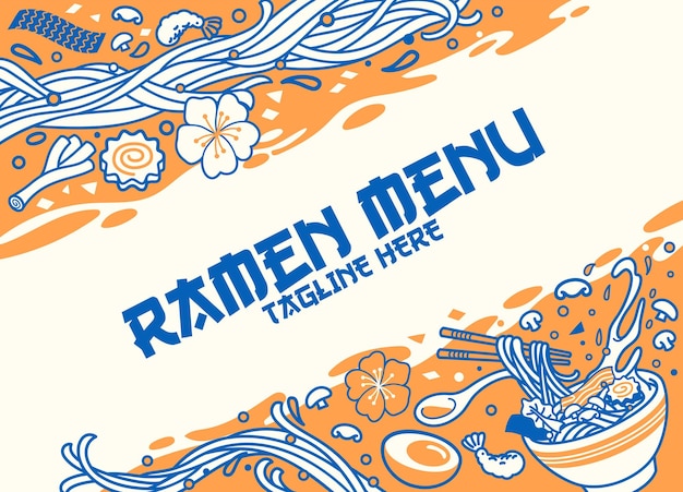 Japanese ramen noodle menu background illustration