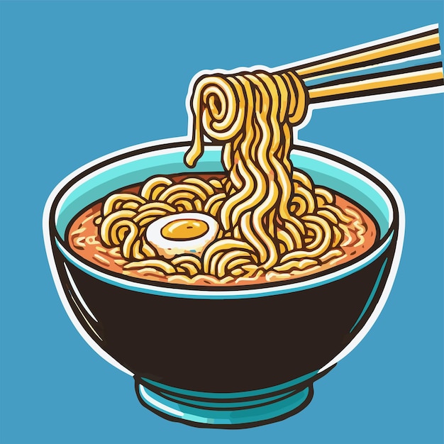 ベクトル マスコットのロゴやステッカーの日本のラーメン ボウル漫画イラスト