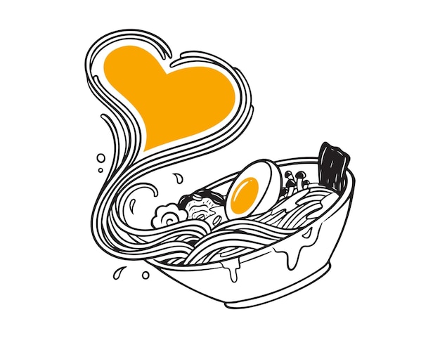Vector japanese ramen soup doodle asian noodle