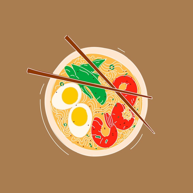 Vector japanese ramen soup food in bowl