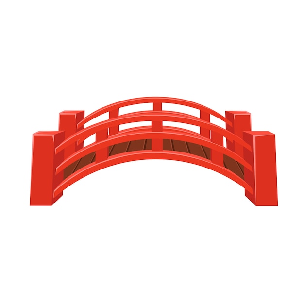 Japanese red bridge on a white background cartoon style