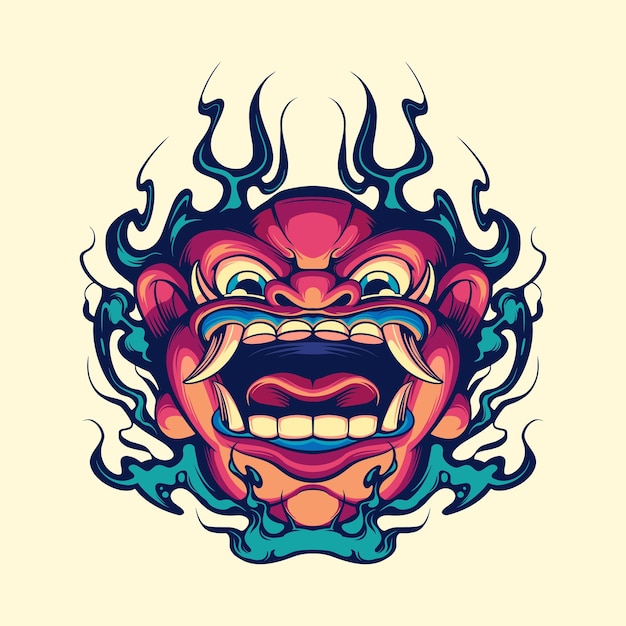 japanese red demon vector art