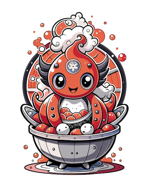 ベクトル 碗 に 載っ て いる 日本 の 赤い 章魚