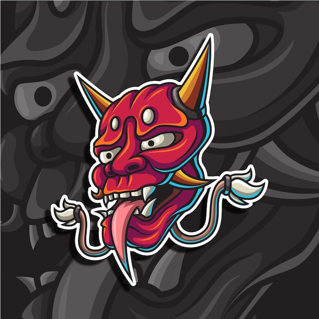 Vector japanese red oni mask illustration