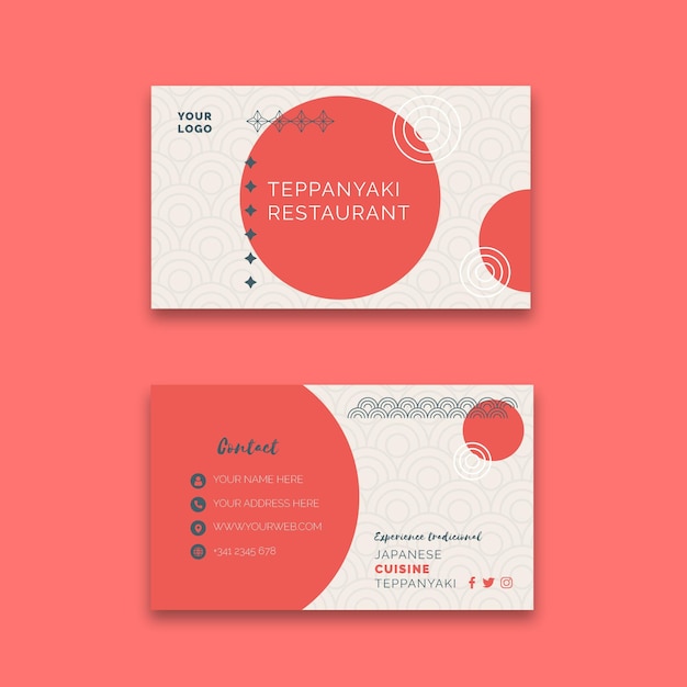 Vector japanese restaurant double-sided business card