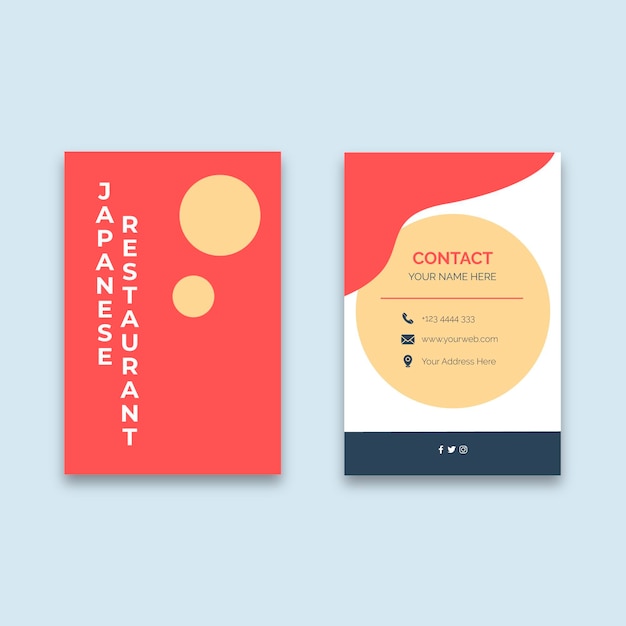 Vector japanese restaurant double-sided business card