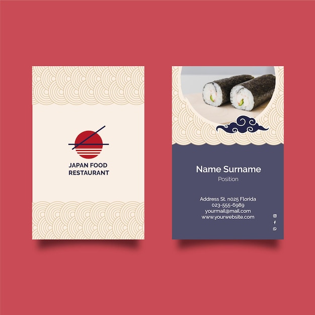 Vector japanese restaurant double-sided business card