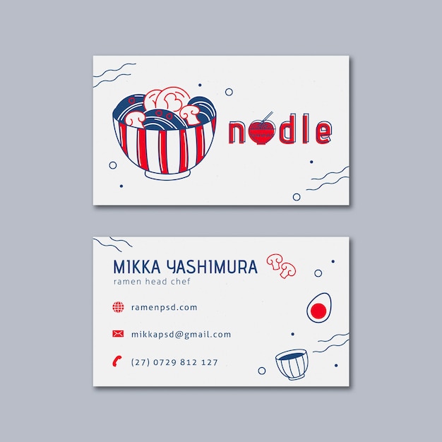 japanese restaurant horizontal business card