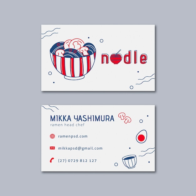 Vector japanese restaurant horizontal business card