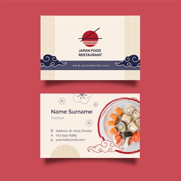 Vector japanese restaurant horizontal business card