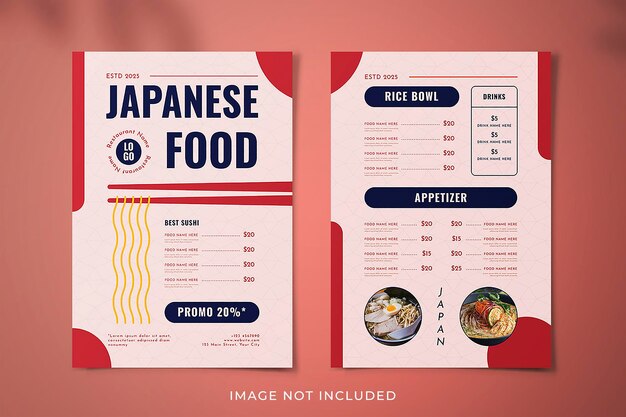 Vector japanese restaurant menu sushi design