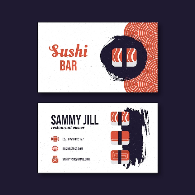 Vector japanese restaurant texture horizontal business card