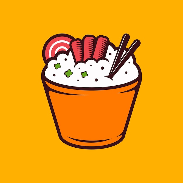 Japanese rice bowl vector illustration