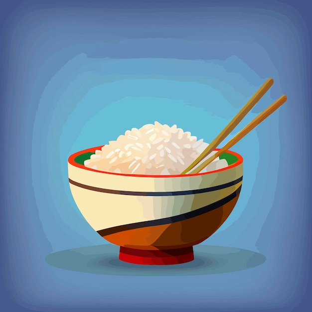 Vector japanese rice in a bowl