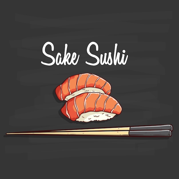 japanese sake sushi illustration 