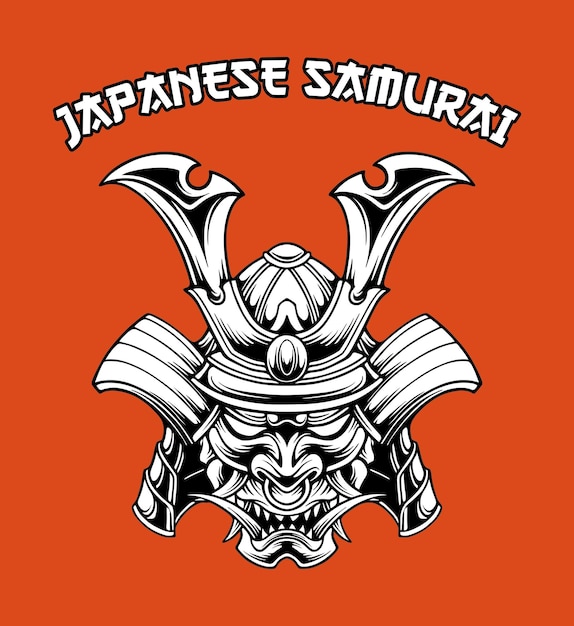 Japanese samurai head vector design illustration