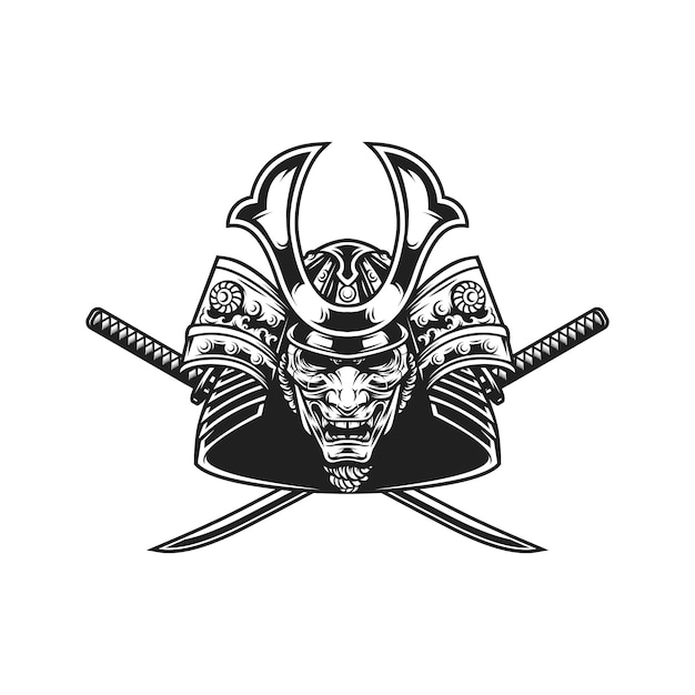 Disegno del logo della mascotte del samurai giapponese