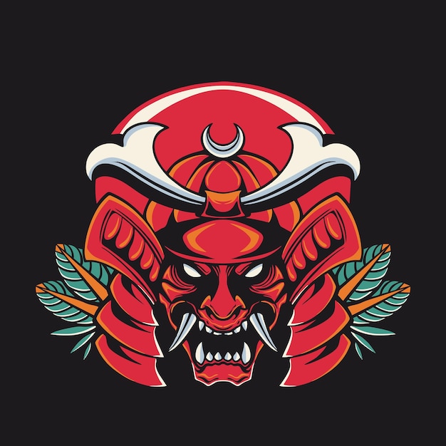 Japanese samurai retro vector illustration