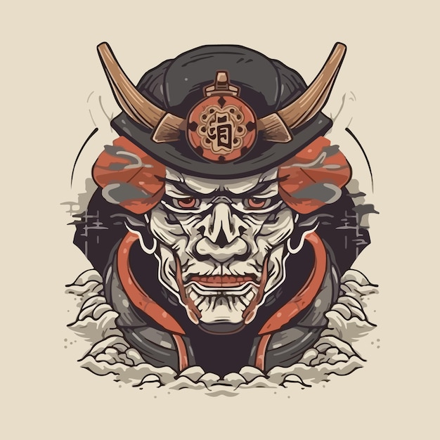 Japanese samurai ronin mask illustration