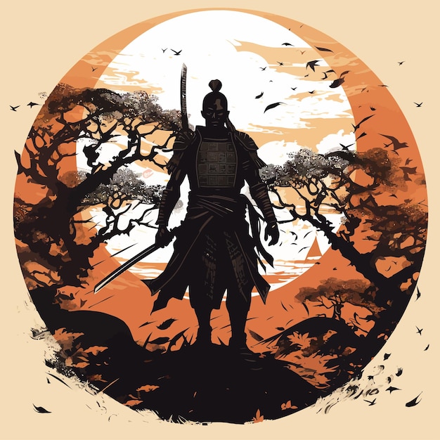 Vector japanese samurai vector art