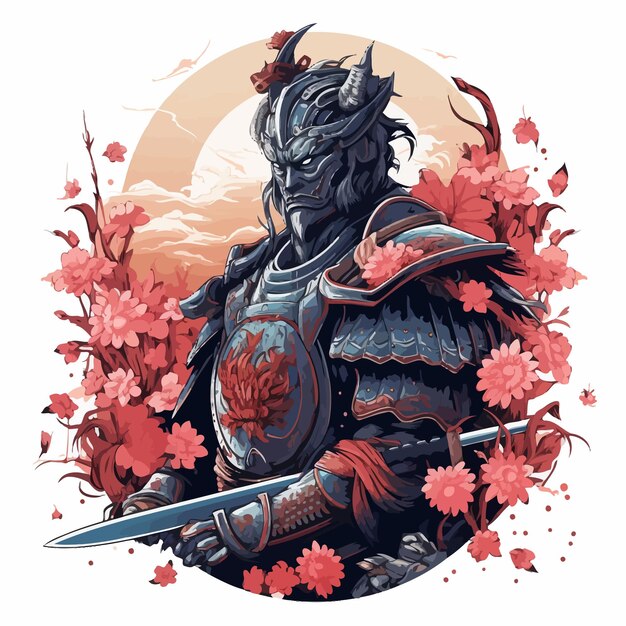 Vector japanese samurai vector art