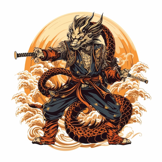 Vector japanese samurai vector art