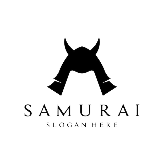 Japanese samurai warrior helmet logotype design with modern editable vector illustration