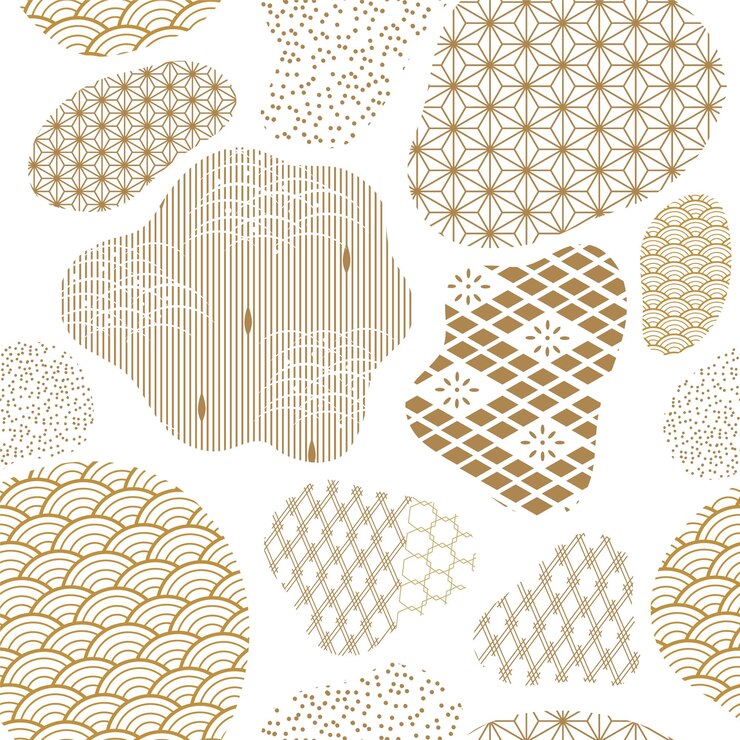 Vector japanese seamless pattern background vector gold geometric in vintage style
