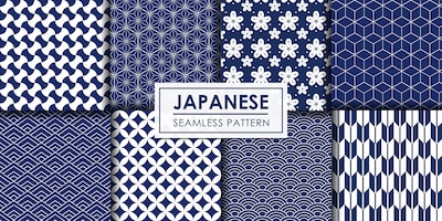 Japanese seamless pattern collection, decorative wallpaper.