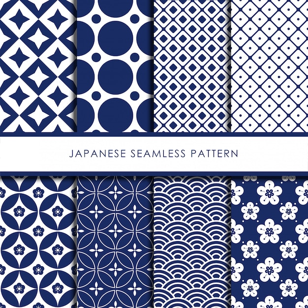 Vector japanese seamless pattern vector set