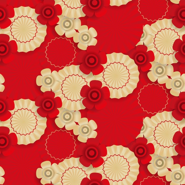 Japanese seamless pattern with umbrella and flowers vector new year holiday d illustration