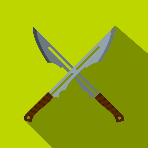 Japanese short swords icon flat illustration of japanese short swords vector icon for web on lime background