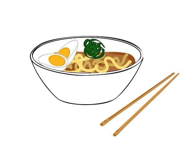 日本の醤油ラーメン。フラットのベクター イラストです。