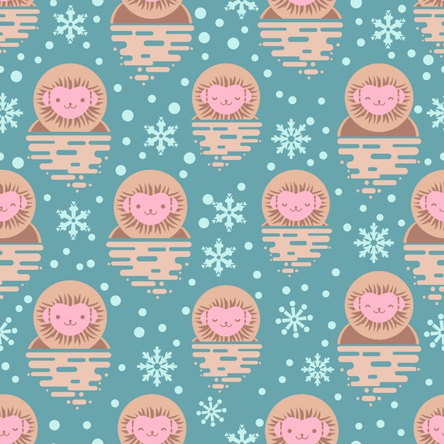 Japanese  snow monkeys  seamless pattern